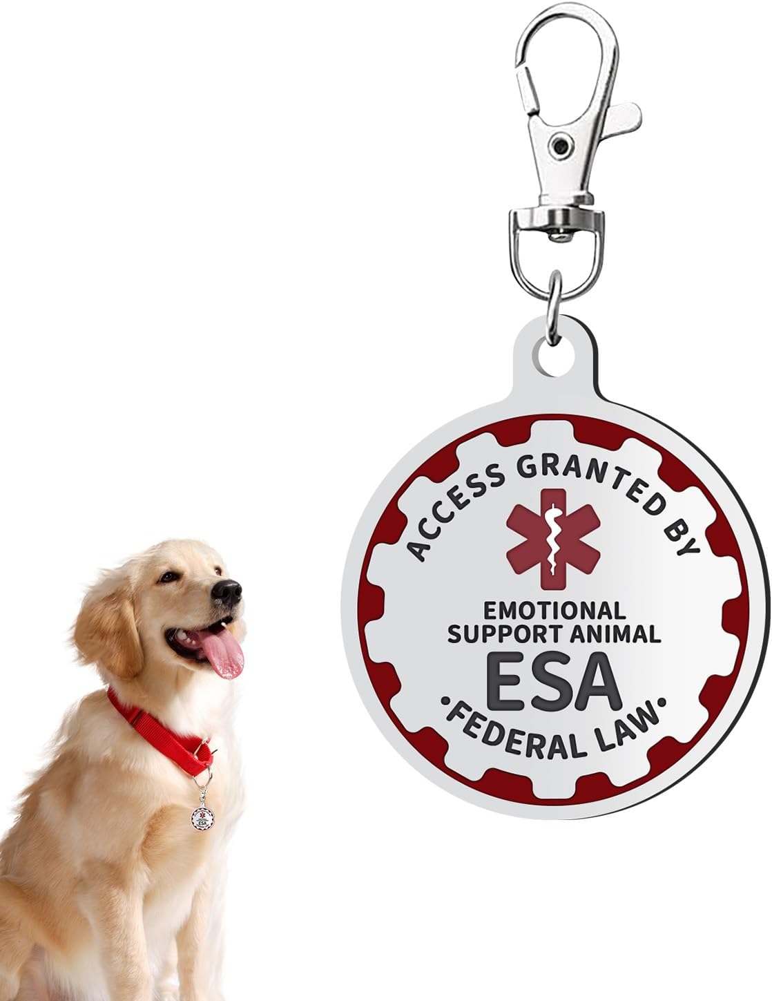 K9King emotional support dog tag front view metal pet identity tag