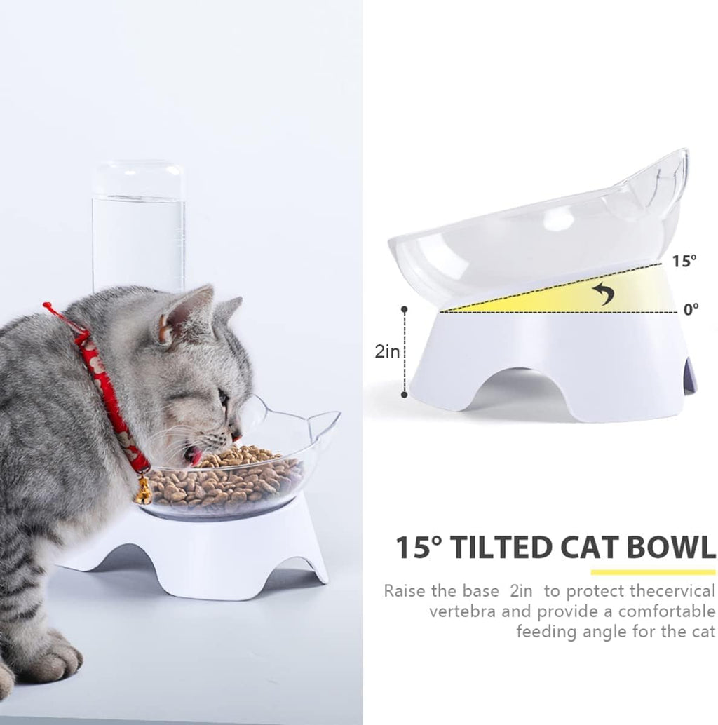 MILIFUN automatic pet feeder with water bottle attached demonstrating the gravity refill mechanism