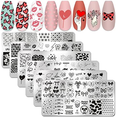 Silpecwee Valentine's Day nail stamping plates set of 6 front view
