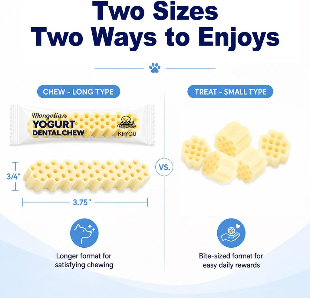 Ingredient and benefit callouts on yogurt chew bag