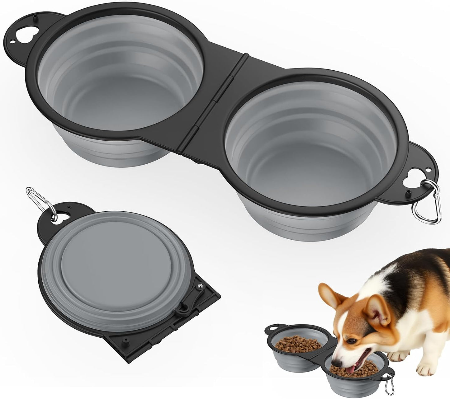 Pawaboo Collapsible Dog Bowls 2 Pack, Silicone Feeding Watering Bowls with Lids & Carabiners for Dogs Cats, Portable Collapsable Water Feeder Food Bowl for Walking Traveling Home Use, VioletTurquoise - Image 14