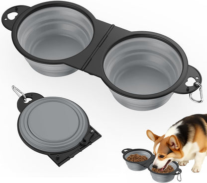 Pawaboo Collapsible Dog Bowls 2 Pack, Silicone Feeding Watering Bowls with Lids & Carabiners for Dogs Cats, Portable Collapsable Water Feeder Food Bowl for Walking Traveling Home Use, VioletTurquoise - Image 14