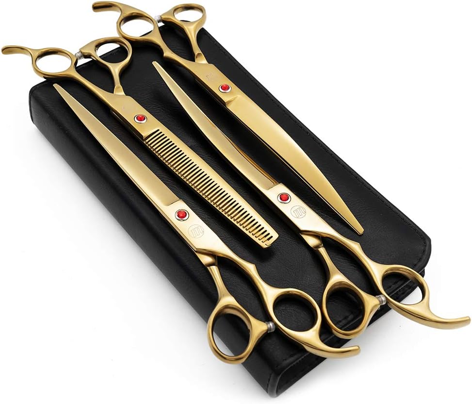 Moontay Professional 7.0" Dog Grooming Scissors Set, 4-pieces Straight, Upward Curved, Downward Curved, Thinning/Blending Shears for Dog, Cat and Pets, JP Stainless Steel, Purple - Image 14