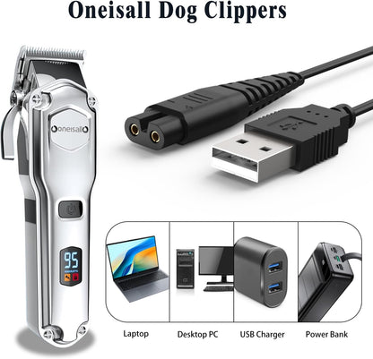 Six point five feet black USB charging wire for dog grooming tool