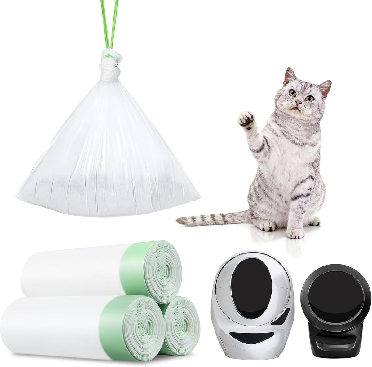 45 Count Automatic Litter Box Bags Liners Compatible with Litter Box Robot 4/5/3, Thick Self-cleaning Cat Litter Box Liners refill with Drawstring Heavy Duty 10-12 Gallons of Capacity - Image 10