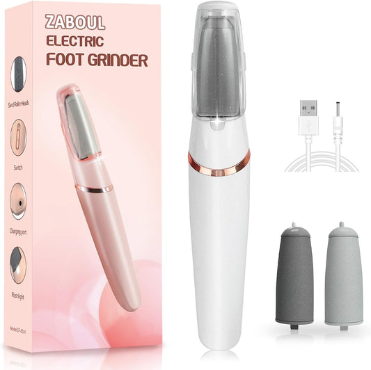 Zaboul Electric Foot Callus Remover front view white and rose gold