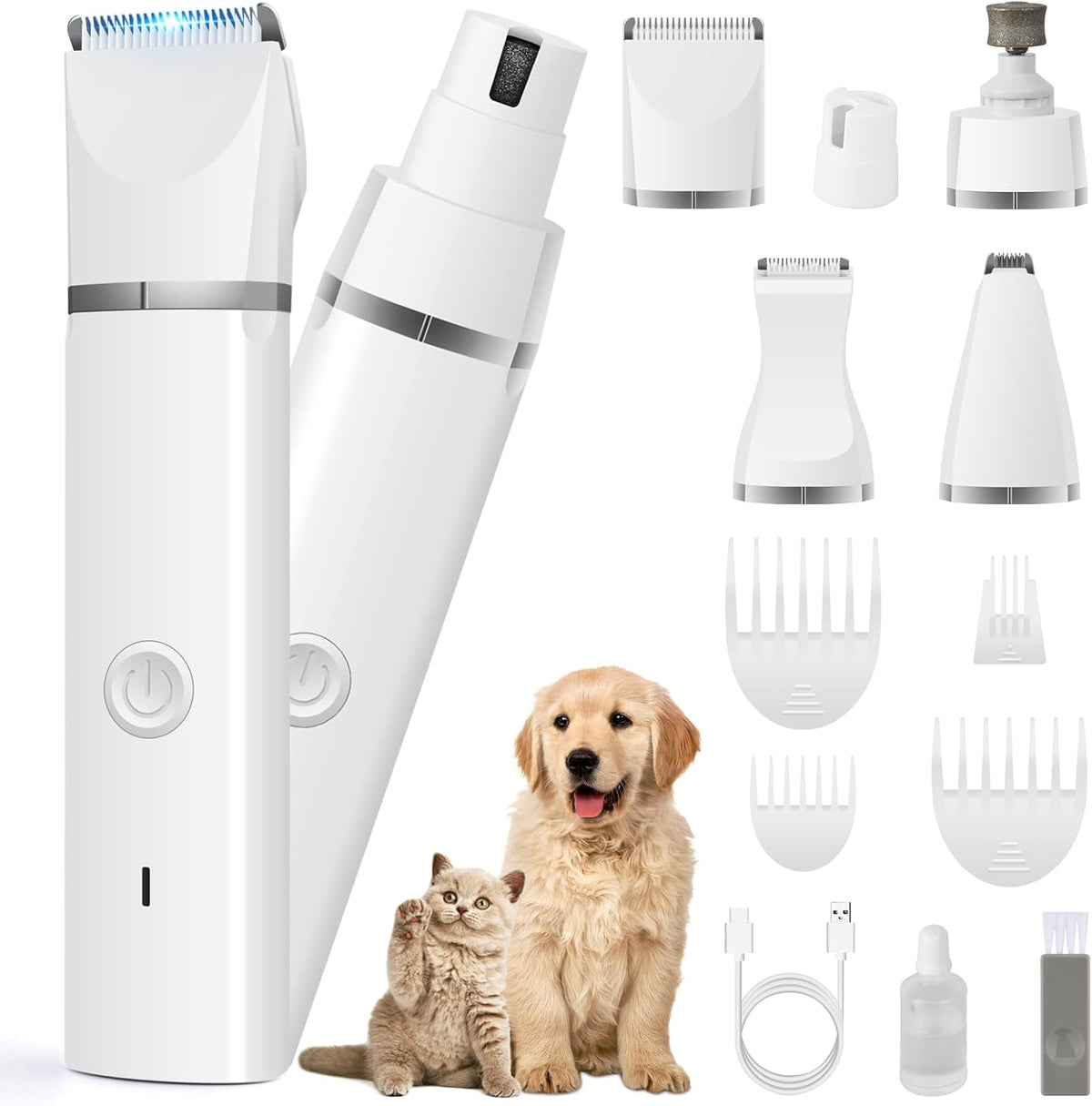 Veeconn 4 in 1 dog clippers grooming kit front view for professional pet hair trimming