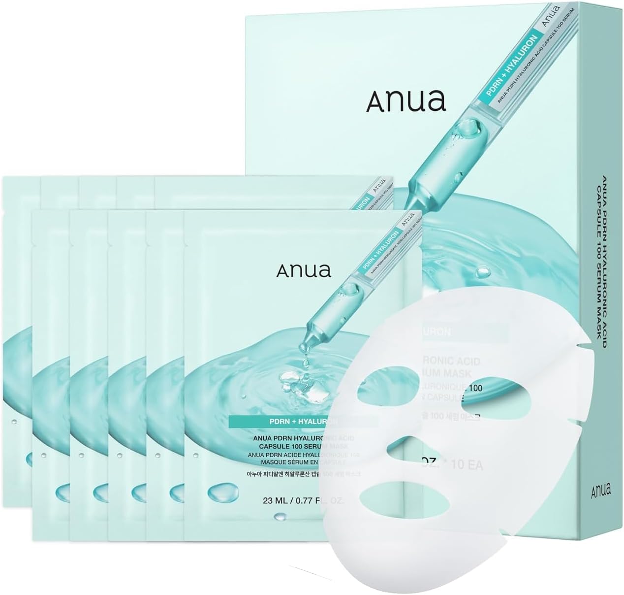 Anua PDRN Hyaluronic Acid Capsule 100 Serum Mask front packaging box view