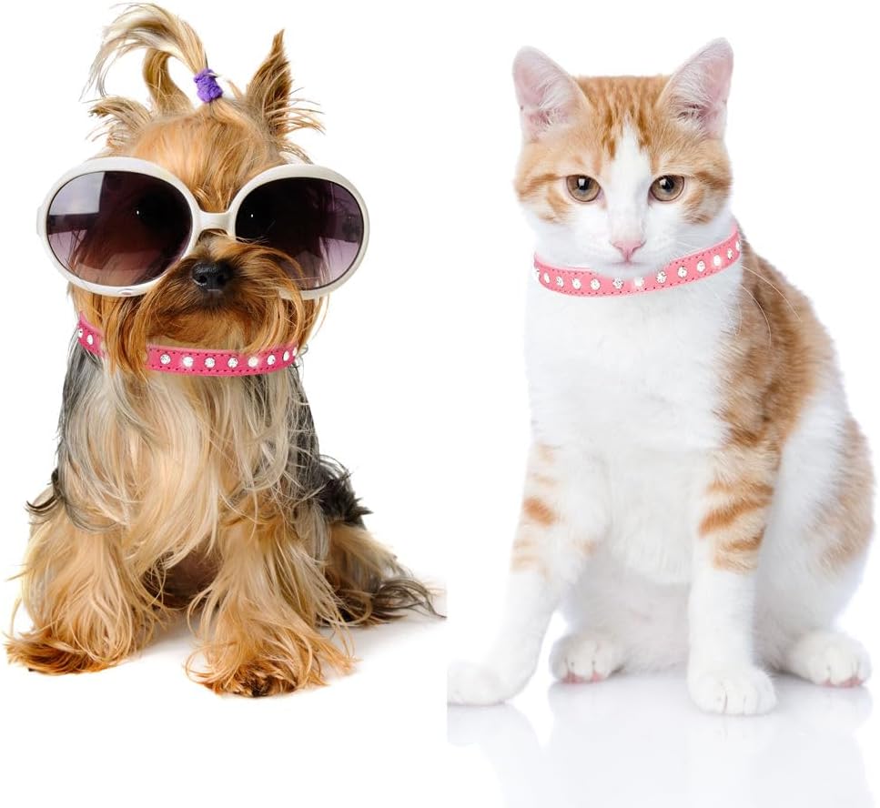 Side profile of Youalso sparkly rhinestone dog collar for female pets