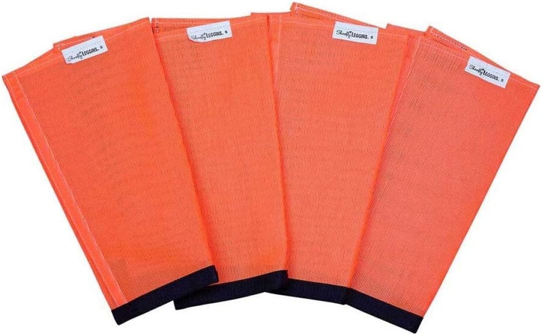 SHOOFLY Horse Leggins front view showing orange mesh material and heavy-duty closures.