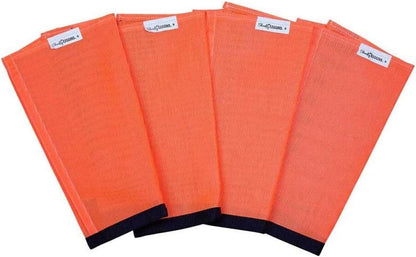 SHOOFLY Horse Leggins front view showing orange mesh material and heavy-duty closures.