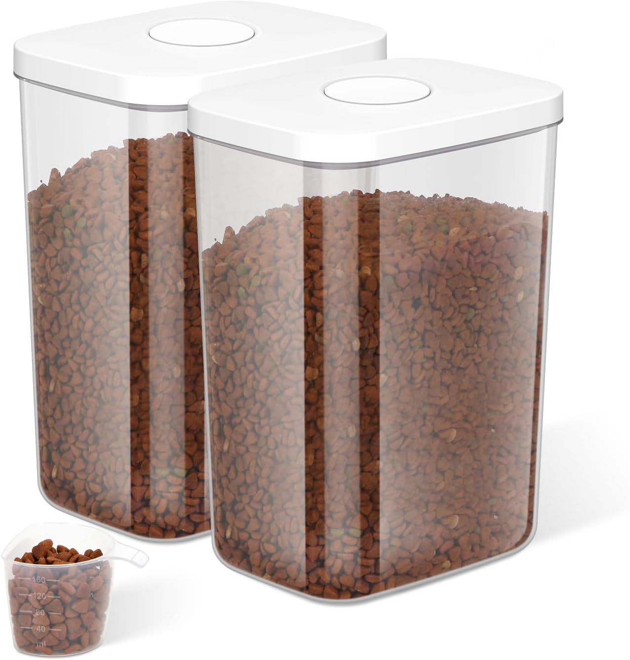 12 lbs Airtight Dog Cat Food Storage Container and Dog Treat Containers BPA-Free, PET Clear Stackable Pet Storage Bin, 1-Cup Scoop, 1-Sponge cleaning brush, Pop Top, With handle, Easy Mobility-large - Image 13