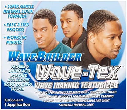 Three step men hair texturizing solution for 360 waves showing kit components