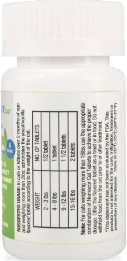Vanilla flavored broad spectrum cat deworming tablets container