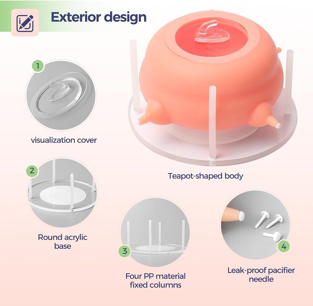 Elevonix pet milk feeder spill proof lid and two hundred milliliter reservoir close up