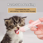 Sterilizable newborn kitten milk feeder tools displayed with their storage container.