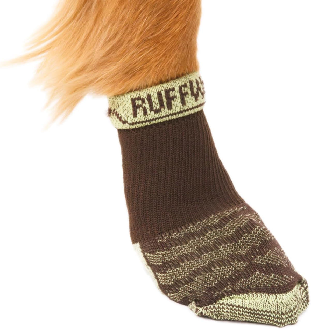 Dog paw with Ruffwear liner inserted inside outdoor boot