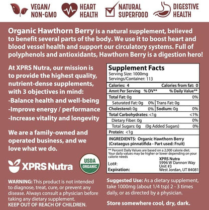 Nutrient rich hawthorn berry herbal powder for natural circulation support
