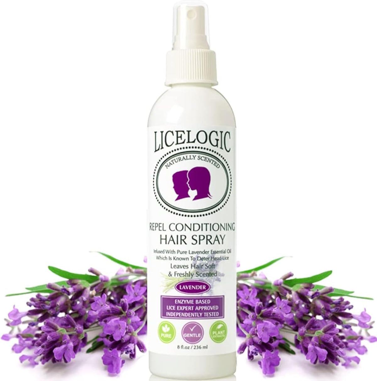 LiceLogic Repel Lice Prevention Spray 8 Ounce bottle front view lice repellent