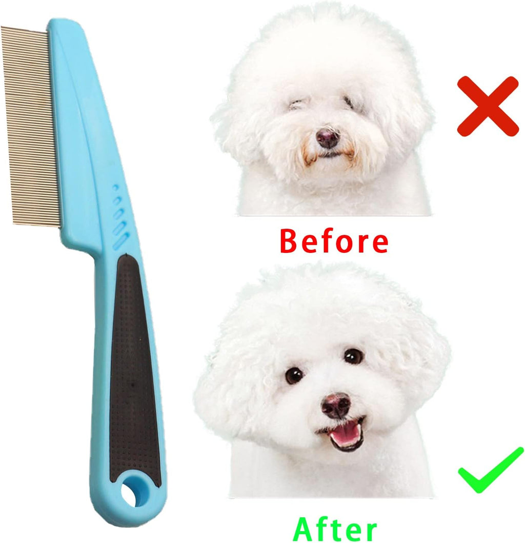 Ergonomic anti-slip handle detail on pet grooming comb