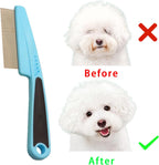 Ergonomic anti-slip handle detail on pet grooming comb