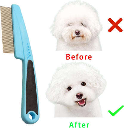 Ergonomic anti-slip handle detail on pet grooming comb