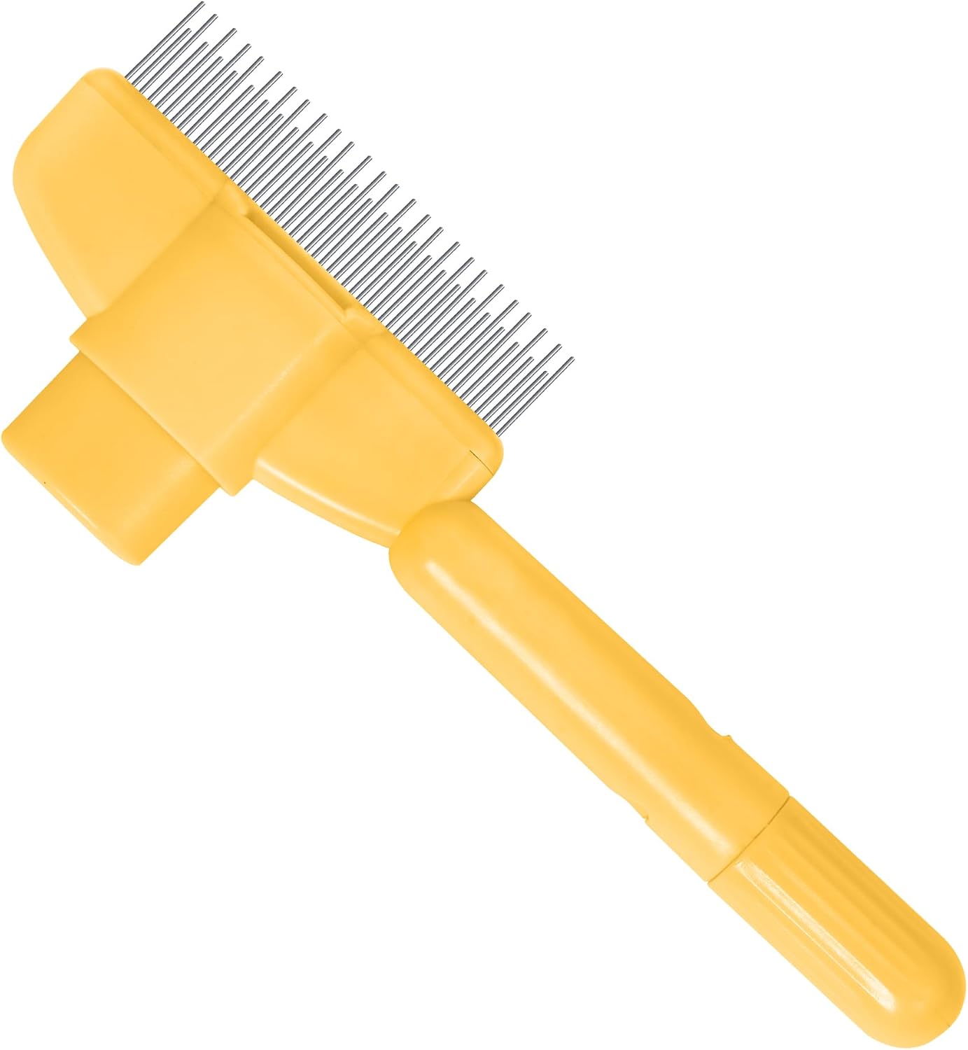 Close up of self-cleaning feature on dog grooming comb