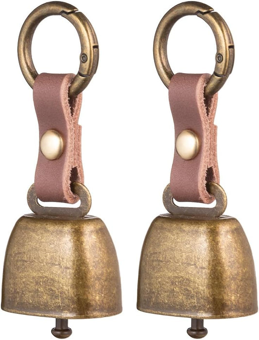 Dilidou 2 Pack Antique Bronze Loud Bells for Large Dog Collar Front View
