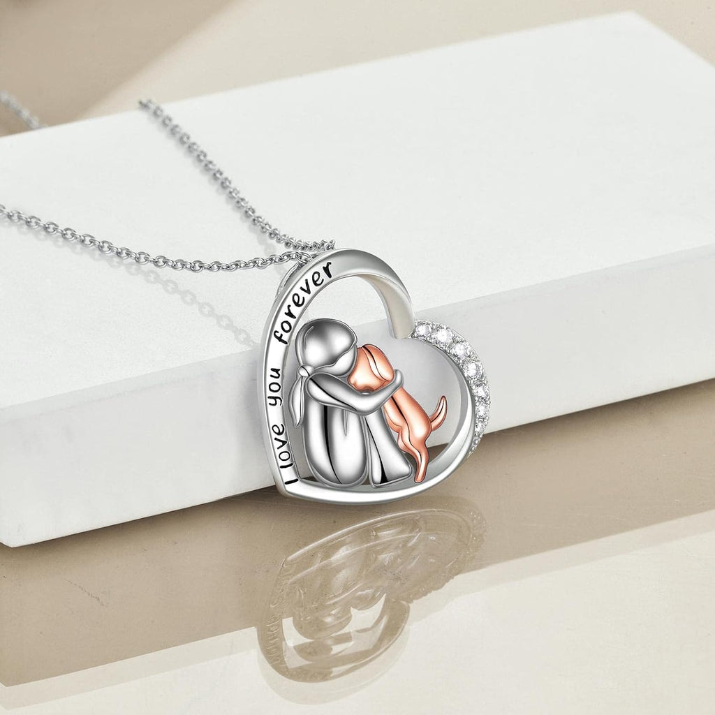 YFN silver pet memorial necklace on model lifestyle view