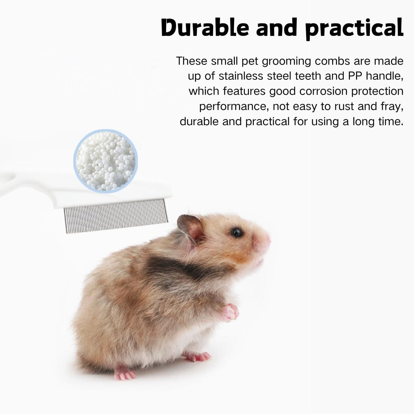 SEZDEKI durable stainless steel detangling brush for hamsters and chinchillas side view