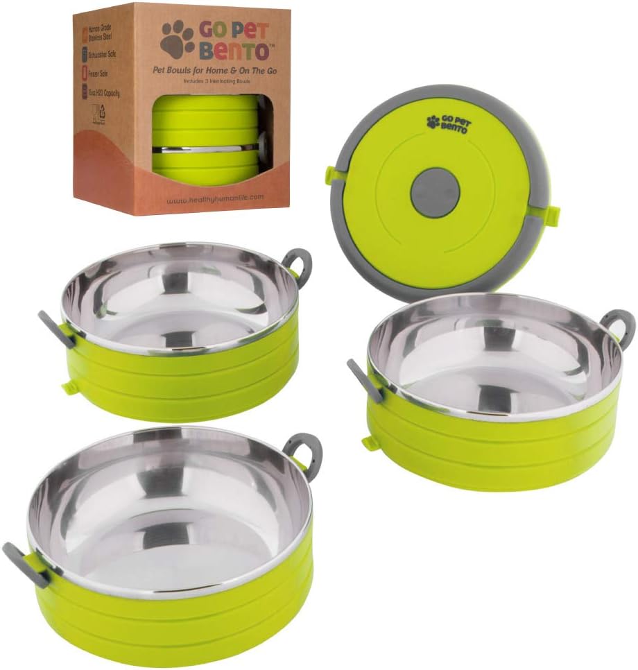 Healthy Human Travel Pet Bento Bowls - Leak Proof, Human-Grade Stainless Steel & BPA-Free, 3-Pack Water & Food Container Set, Clips & Handle (Pink) - Image 15