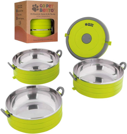 Healthy Human Travel Pet Bento Bowls - Leak Proof, Human-Grade Stainless Steel & BPA-Free, 3-Pack Water & Food Container Set, Clips & Handle (Pink) - Image 15