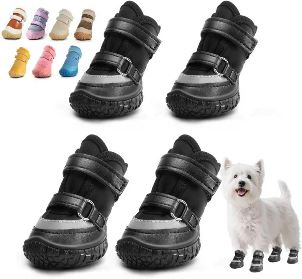 JZXOIVA black breathable dog shoes for small dogs front view