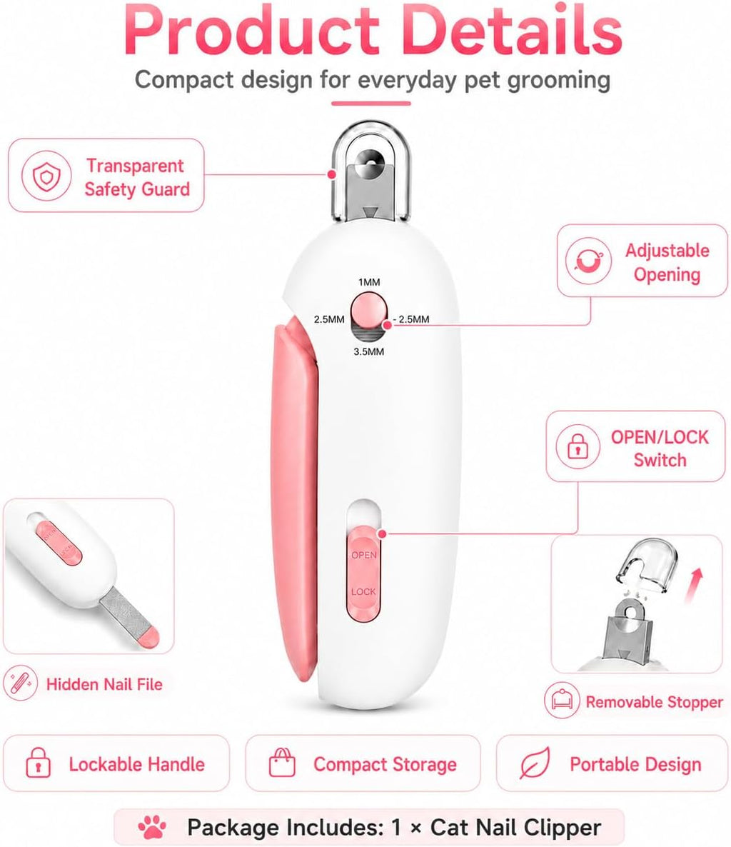Pink Wanheart claw cutter with adjustable settings for kittens and cats.