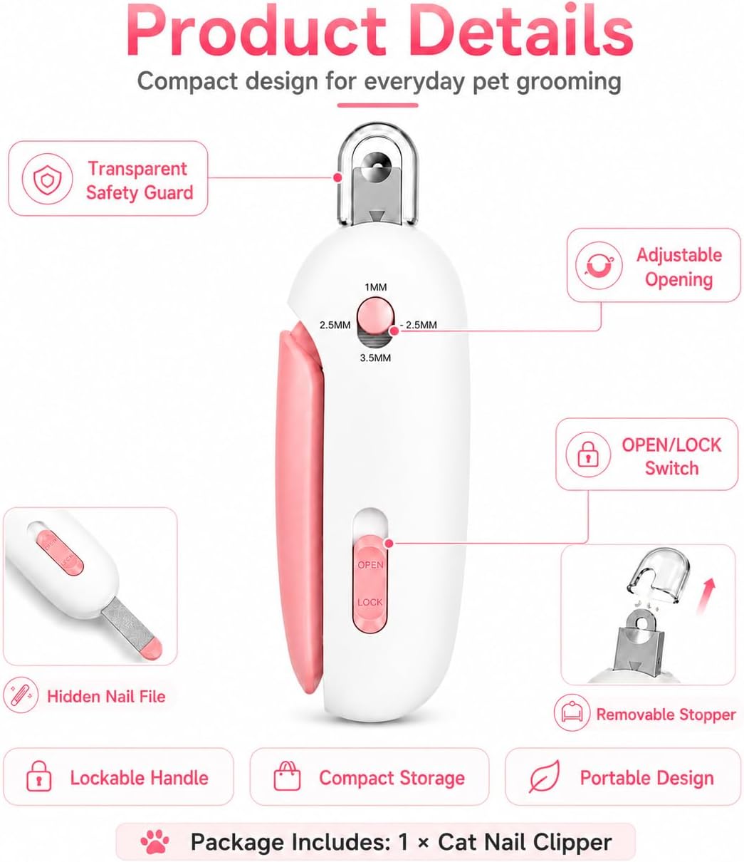 Pink Wanheart claw cutter with adjustable settings for kittens and cats.