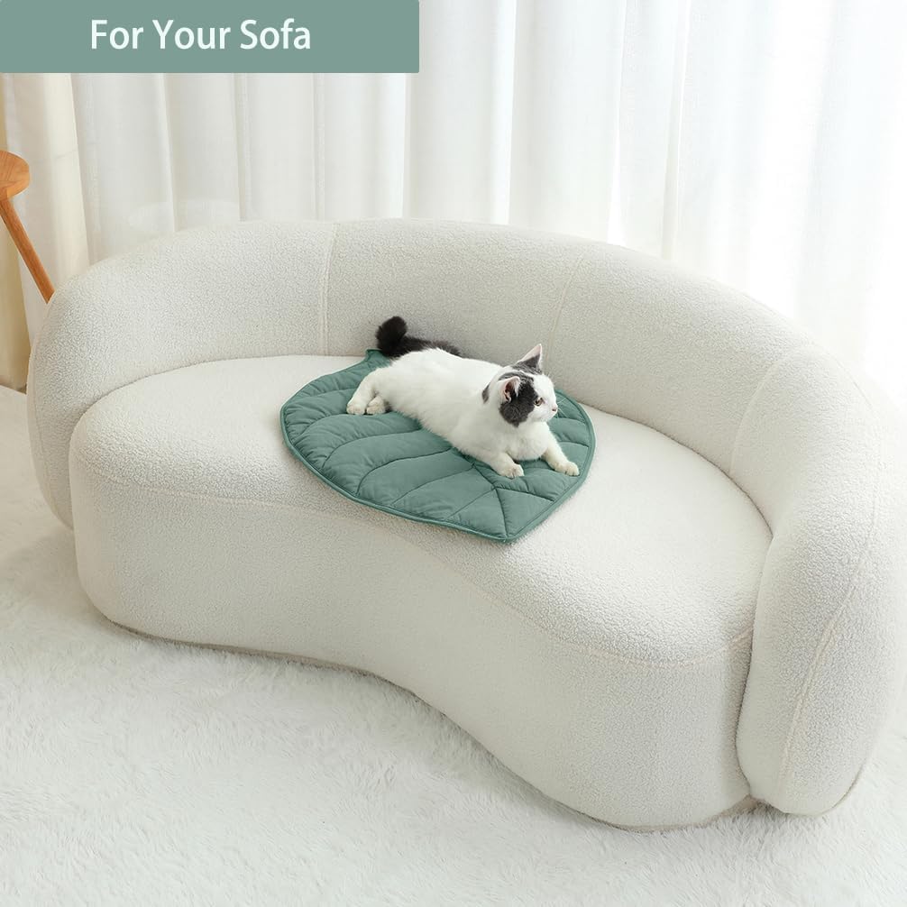 Letalong leaf simulation cat bed mat rolled up neatly for compact travel storage