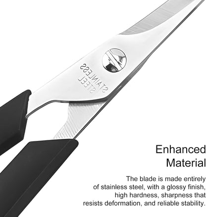 Compact three point five inch pet grooming scissors showing the complete safety design