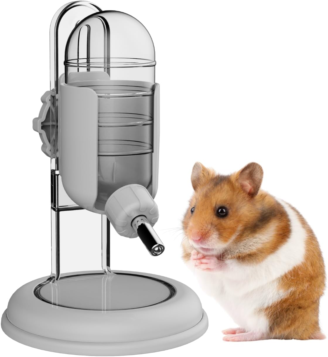 Hamster Water Bottle with Stand, 4oz Water Dispenser for Syrian Dwarf Hamsters Gerbils Mice Rats Degus (Gray) - Image 1