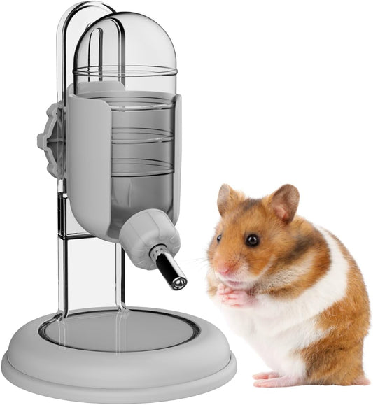 Hamster Water Bottle with Stand, 4oz Water Dispenser for Syrian Dwarf Hamsters Gerbils Mice Rats Degus (Gray) - Image 1