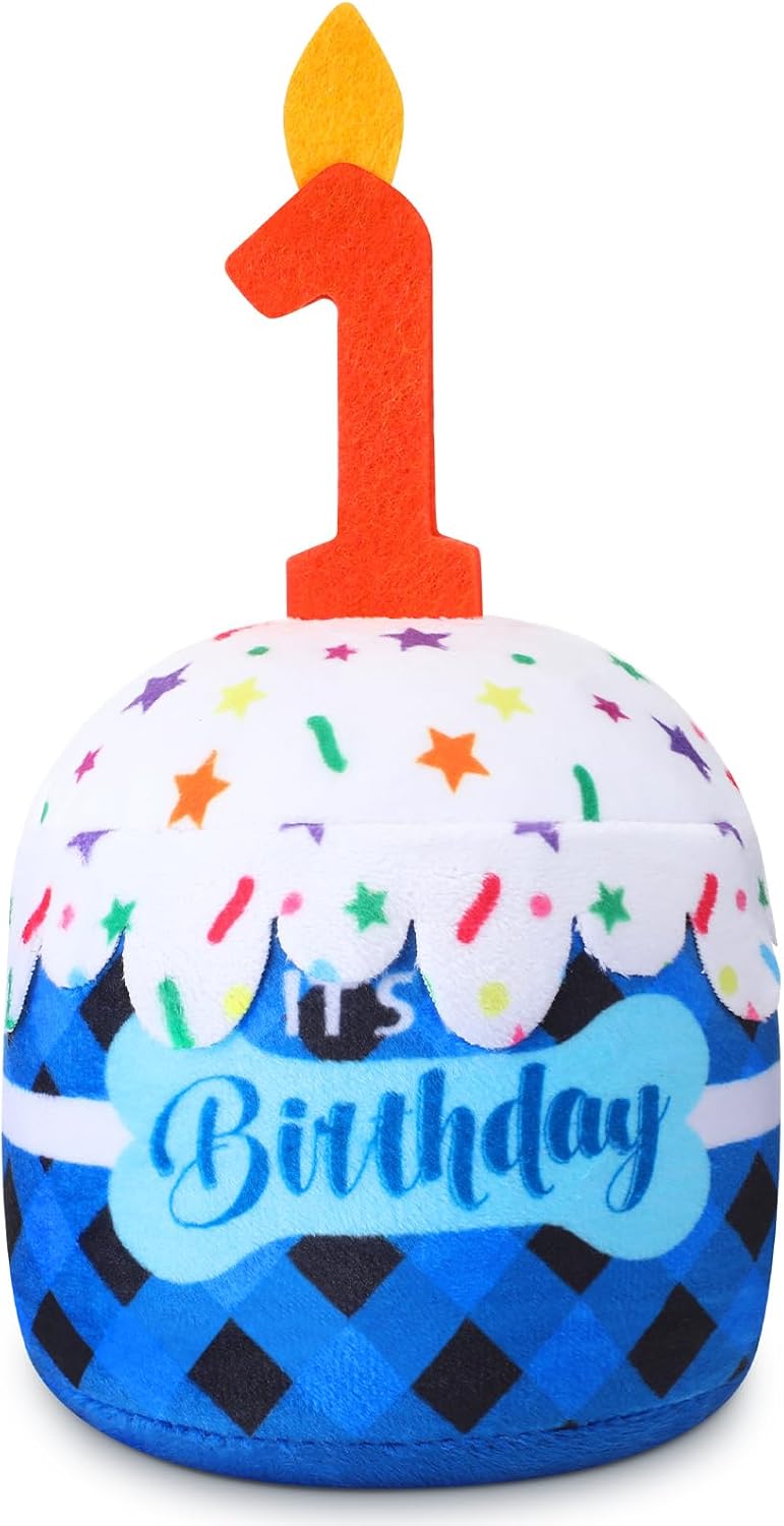 Dansydaisy Dog Birthday Cake Toy Accessories for Girl Boy Gifts, Squeaky Plush Toy for Dog Birthday Party Decor Favor for Large, Medium and Small Dogs(1st,Pink) - Image 11
