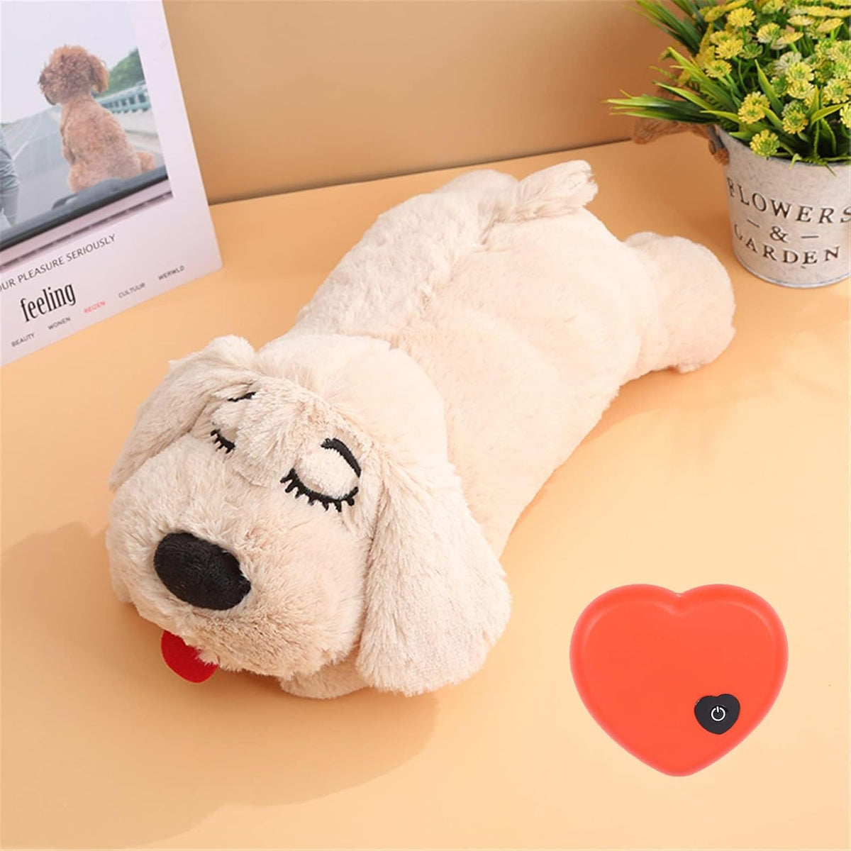 3T Group puppy heartbeat toy front view beige