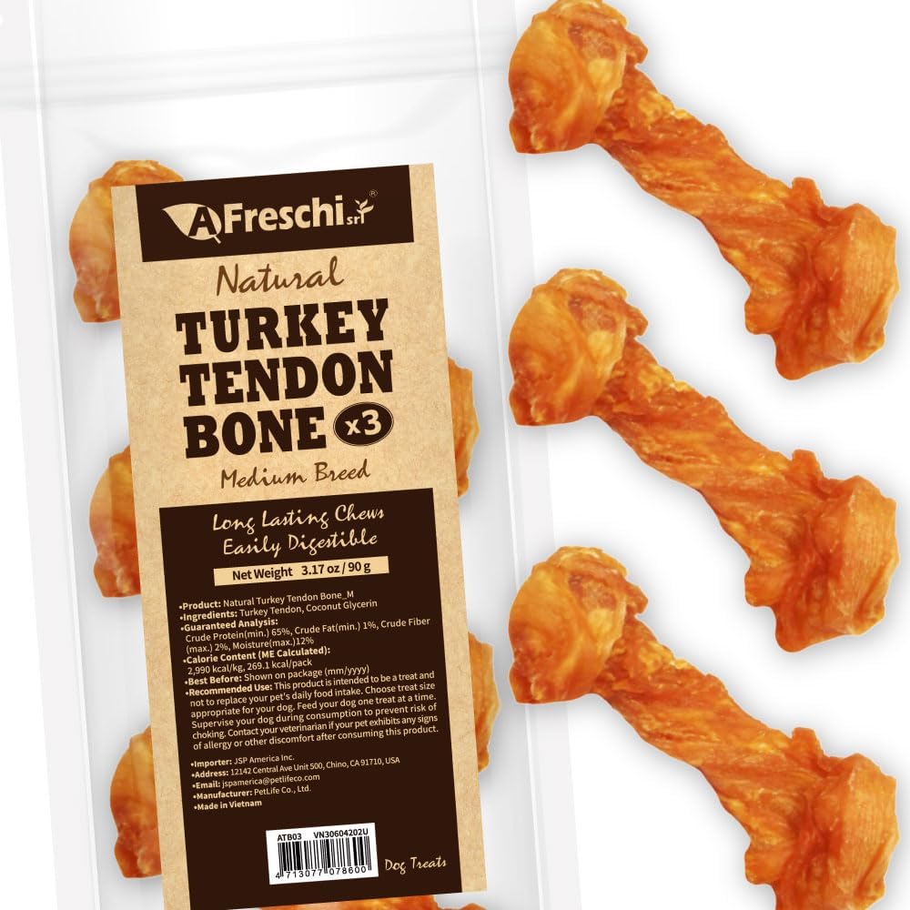 A Freschi srl Turkey Tendons for Dogs, Long-Lasting, Hypoallergenic Rawhide Alternative, Human Grade, Healthy Puppy Chews, Natural Dog Treats for Medium Dogs, Rope (M), 2 Count Pack - Image 12