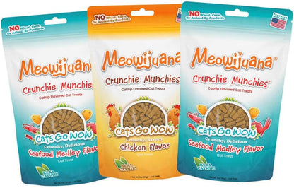 Meowijuana Crunchie Munchie Catnip Treats | Salmon, Seafood, Chicken Trio | Made with Organic Catnip | Produced in The USA | Low Calorie Cat Snack - Image 10