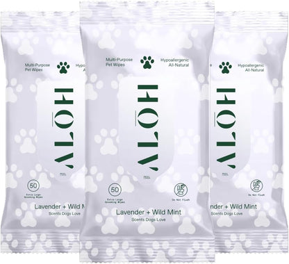 Alo moisturizing pet wipes formulated with aloe vera coconut oil and avocado oil