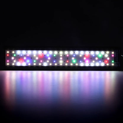 Hygger full spectrum fish tank light unboxed with all included mounting suction cups and power adapter components.