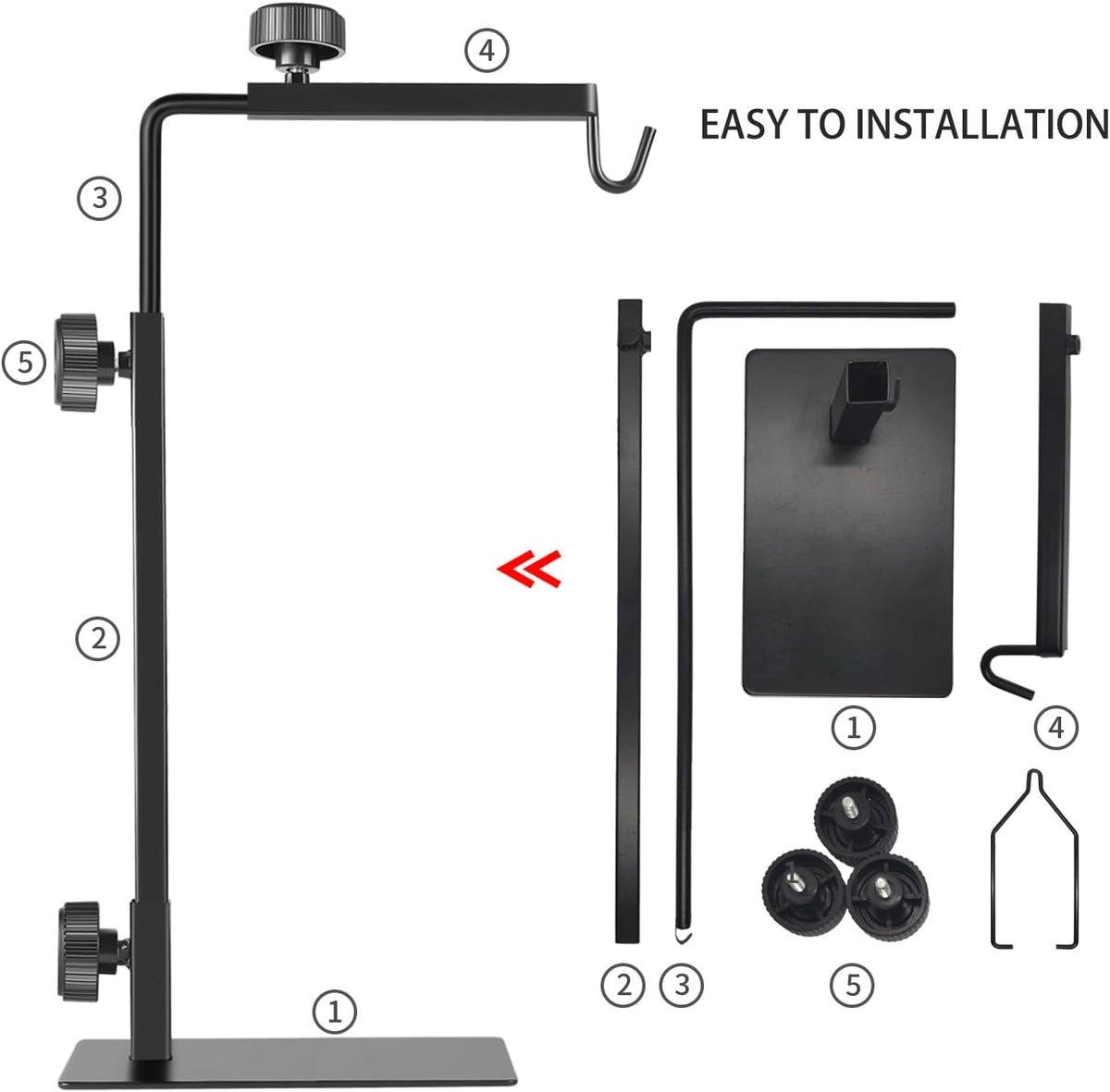 Full assembly view of the heavy-duty all-metal terrarium light holder