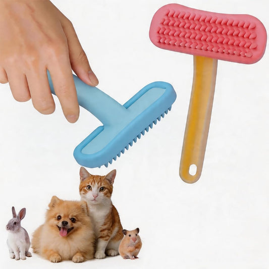 Livaprul 2Pack soft silicone small animal massage comb front view showing blue and pink variants