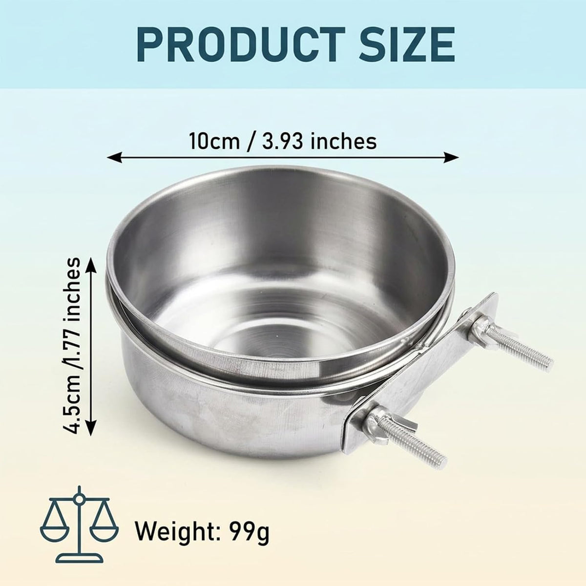 3 Pcs Stainless Steel Bird Feeding Cups with Clamp Holder - Birdcage Food Water Dish Bowls for Cockatiel Parakeet Macaw Finches Lovebirds Small Animals - Image 2