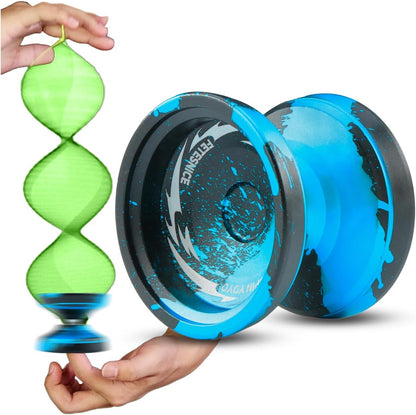 FETESNICE FS23 professional dual purpose metal yoyo front view showing black blue splash design
