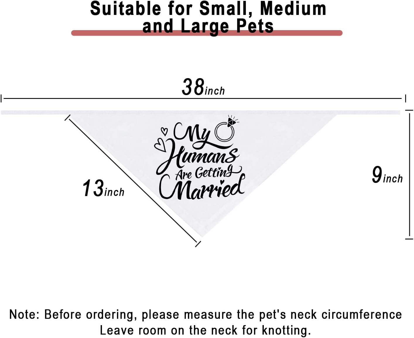 Adjustable polyester dog bandana for wedding and engagement events